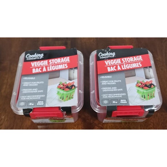 Cooking Concepts Veggie Storage Fruit Container Freezer Dishwasher Safe Set of 2 - Picture 2 of 4